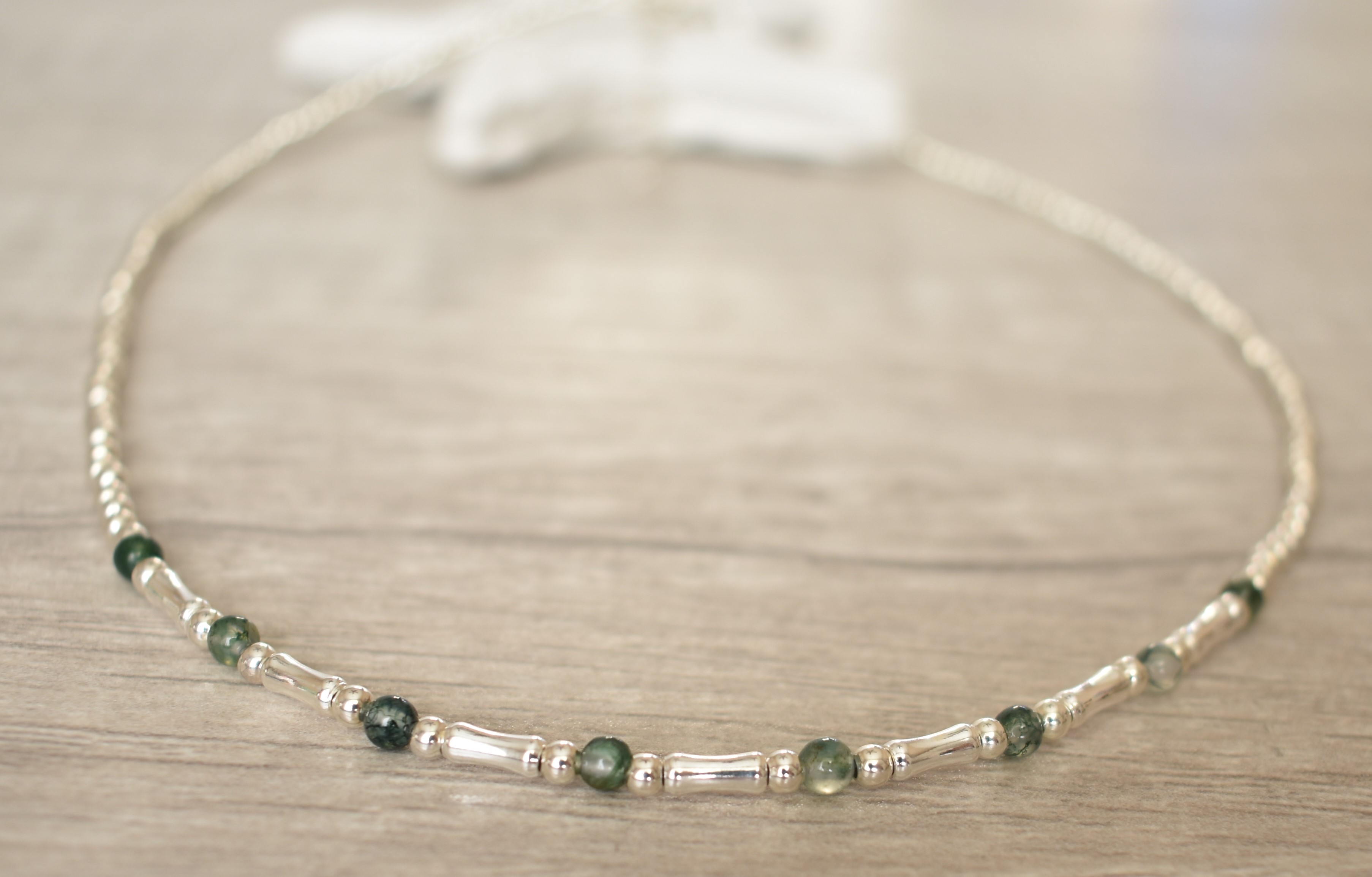 Handmade sterling silver necklace with stones